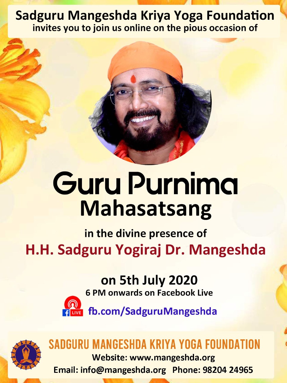 Gurupurnima Celebrations Sadguru Mangeshda Kriya Yoga Foundation